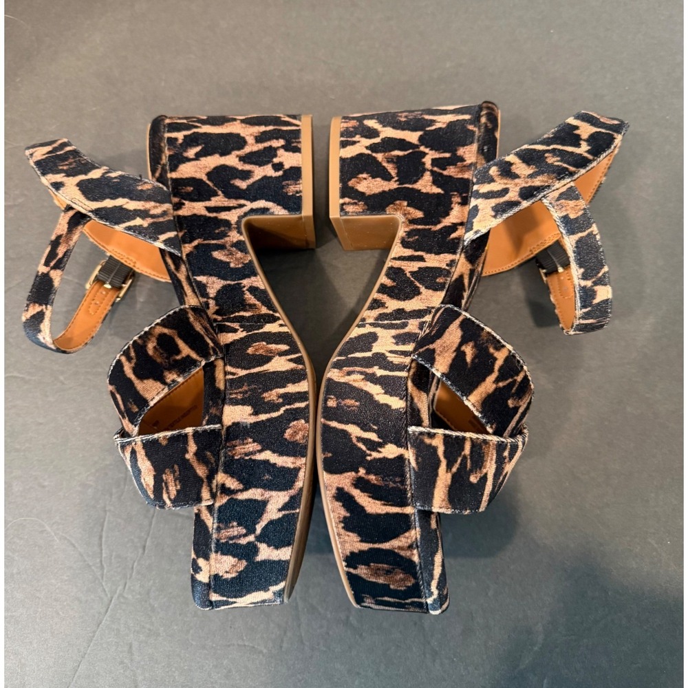 Gianni Bini Joize Velvet‎ Leopard Print Block Heel Platform Sandals New Sz 7.5M - Picture 6 of 12